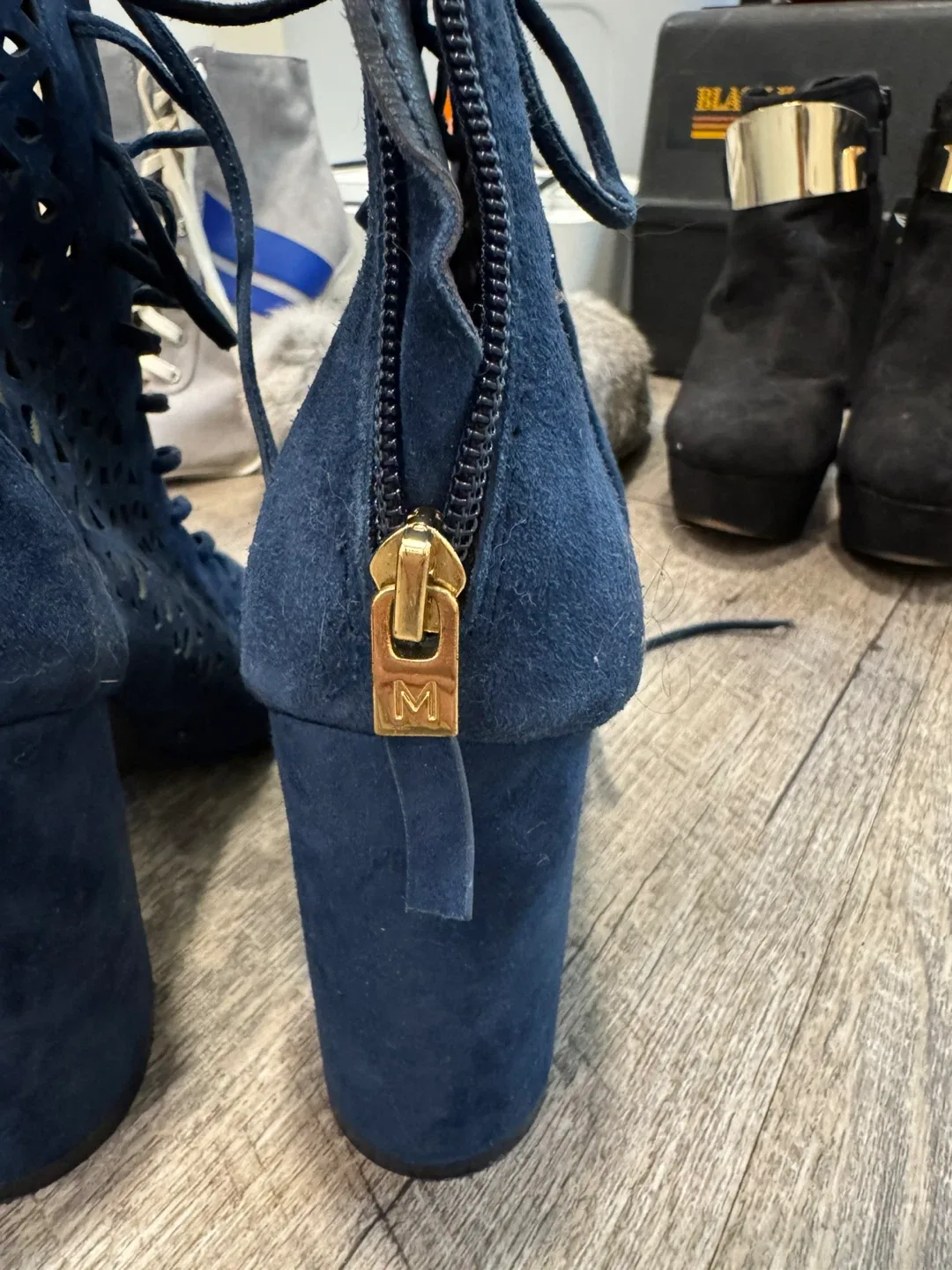 Marciano Blue Suede Lace Up Heels image indicator(5)