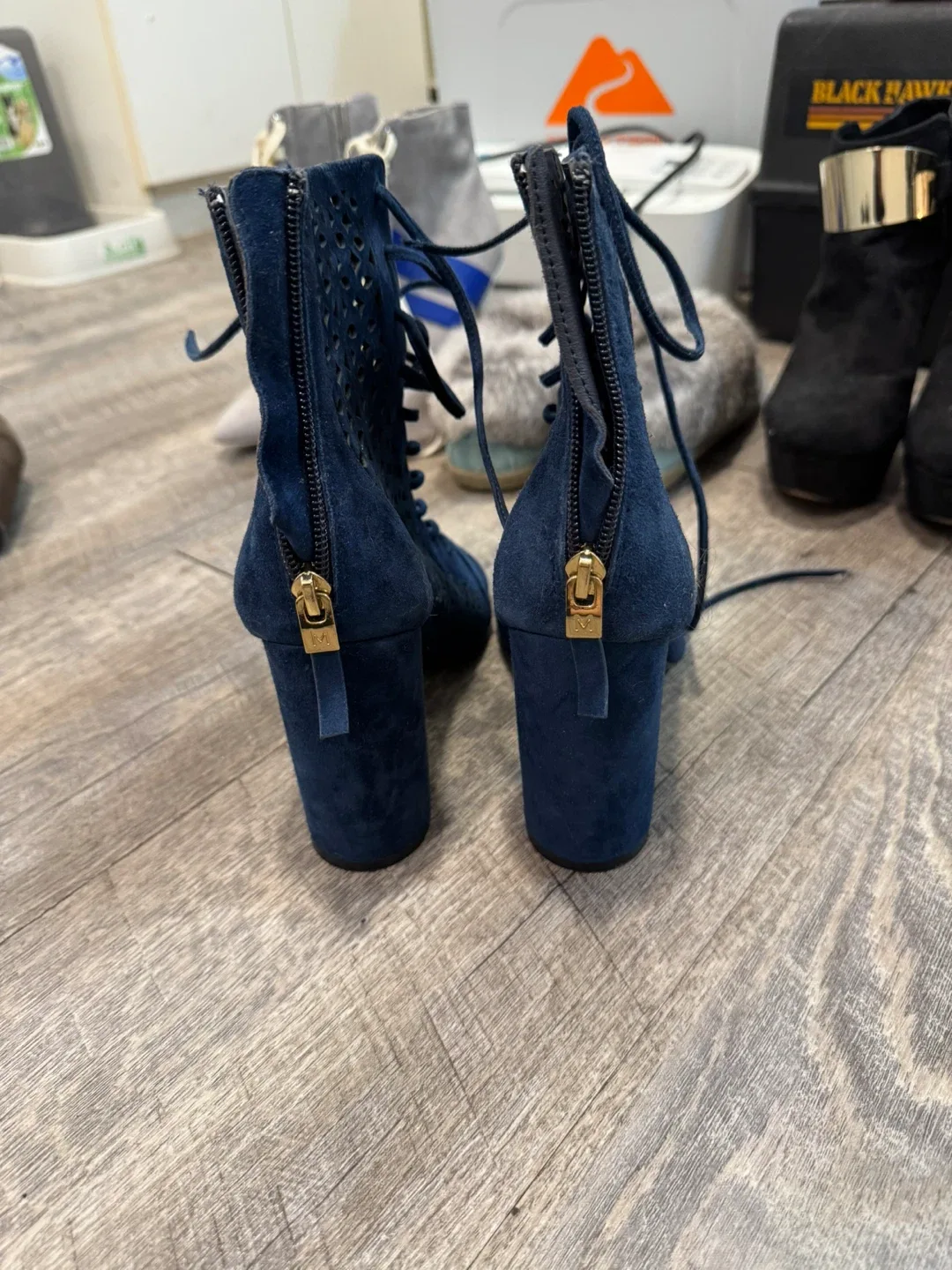 Marciano Blue Suede Lace Up Heels image indicator(4)