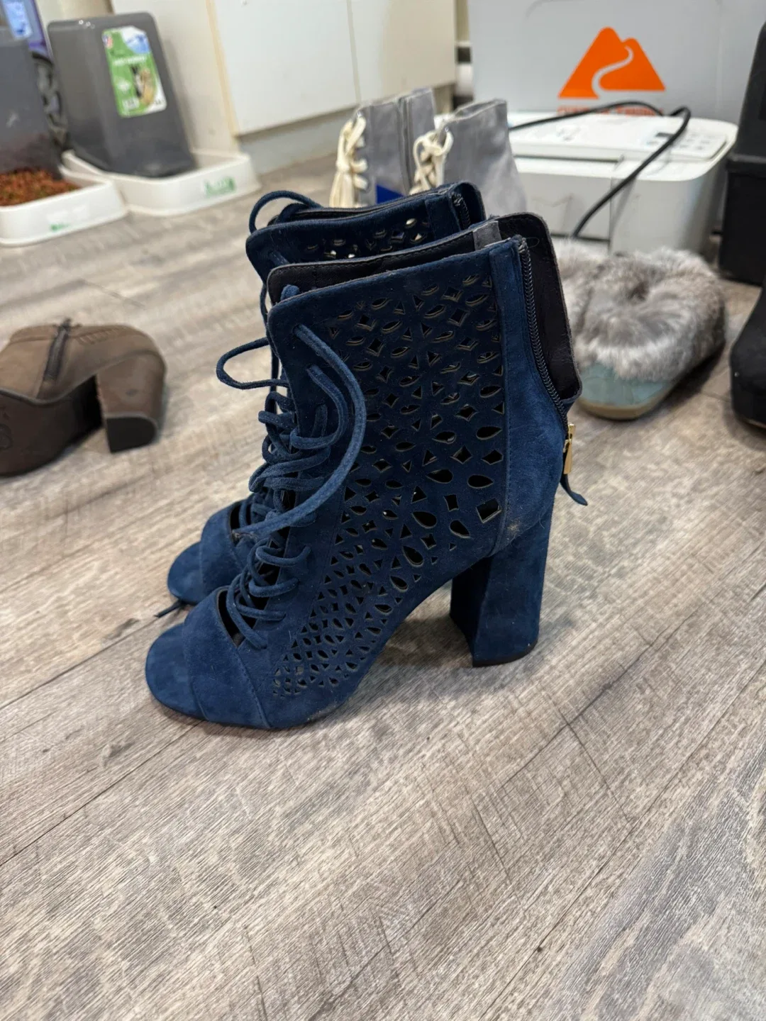 Marciano Blue Suede Lace Up Heels image indicator(3)