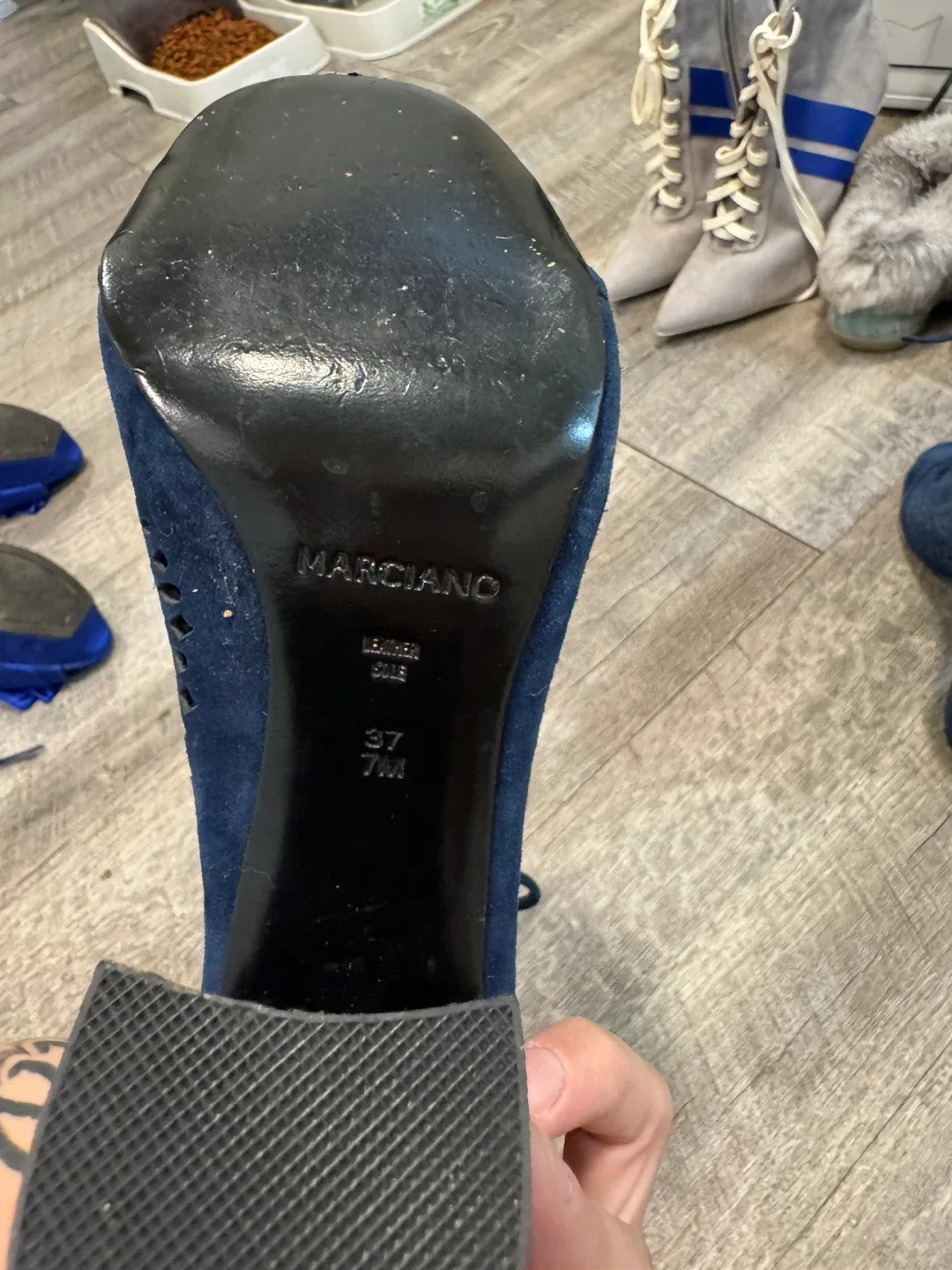 Marciano Blue Suede Lace Up Heels image indicator(6)