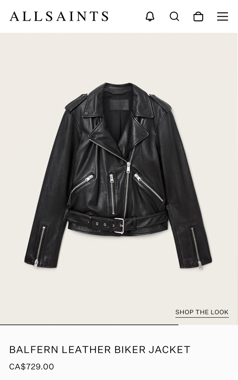 AllSaints Balfern Leather Biker Jacket - US 2