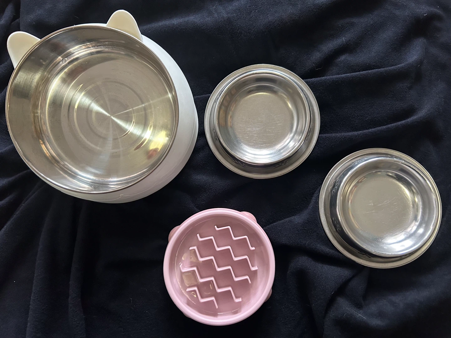 Pet Bowl Lot (Slow Feeder and Stainless Steel Bowls)