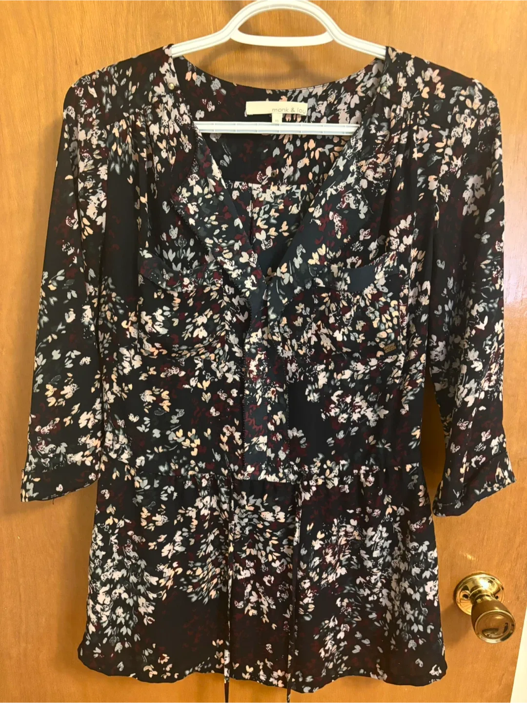 Monk and Lou navy floral blouse (size xs)