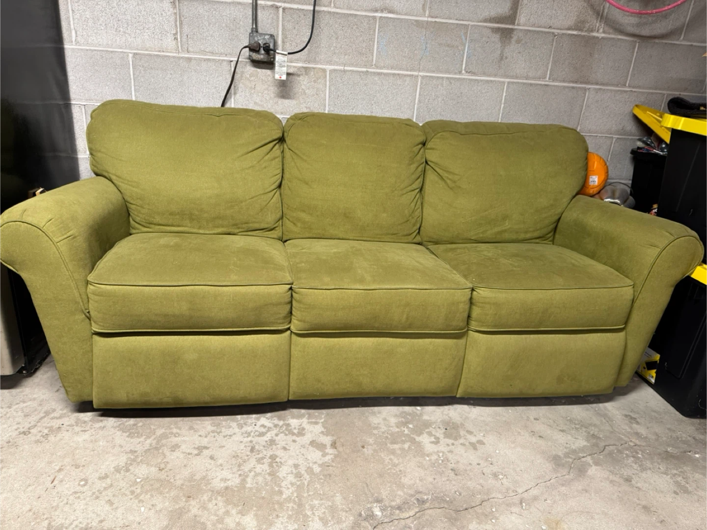 Green 3-Seat Sofa with 2 Recliner