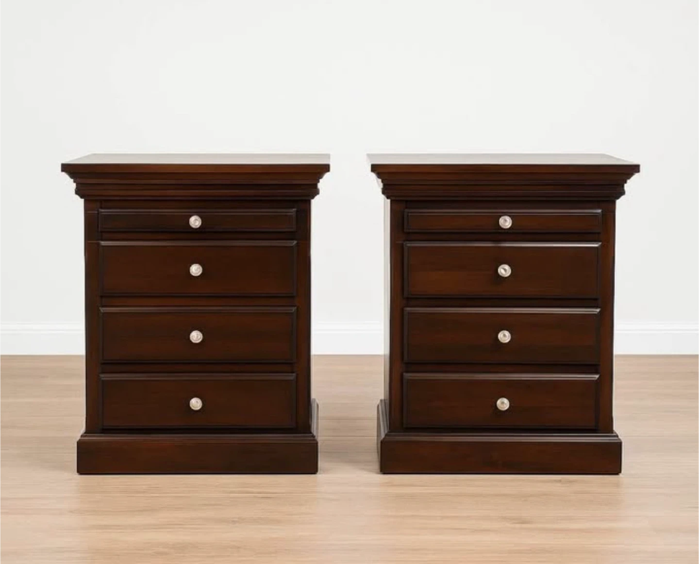 Solid Wood Nightstand with Drawers - photo 2