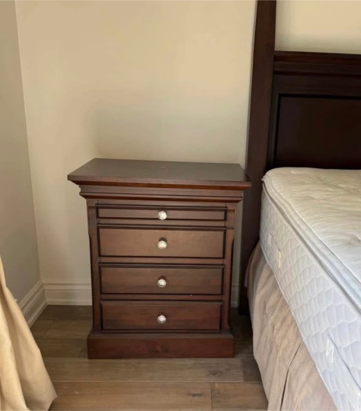 Solid Wood Nightstand with Drawers