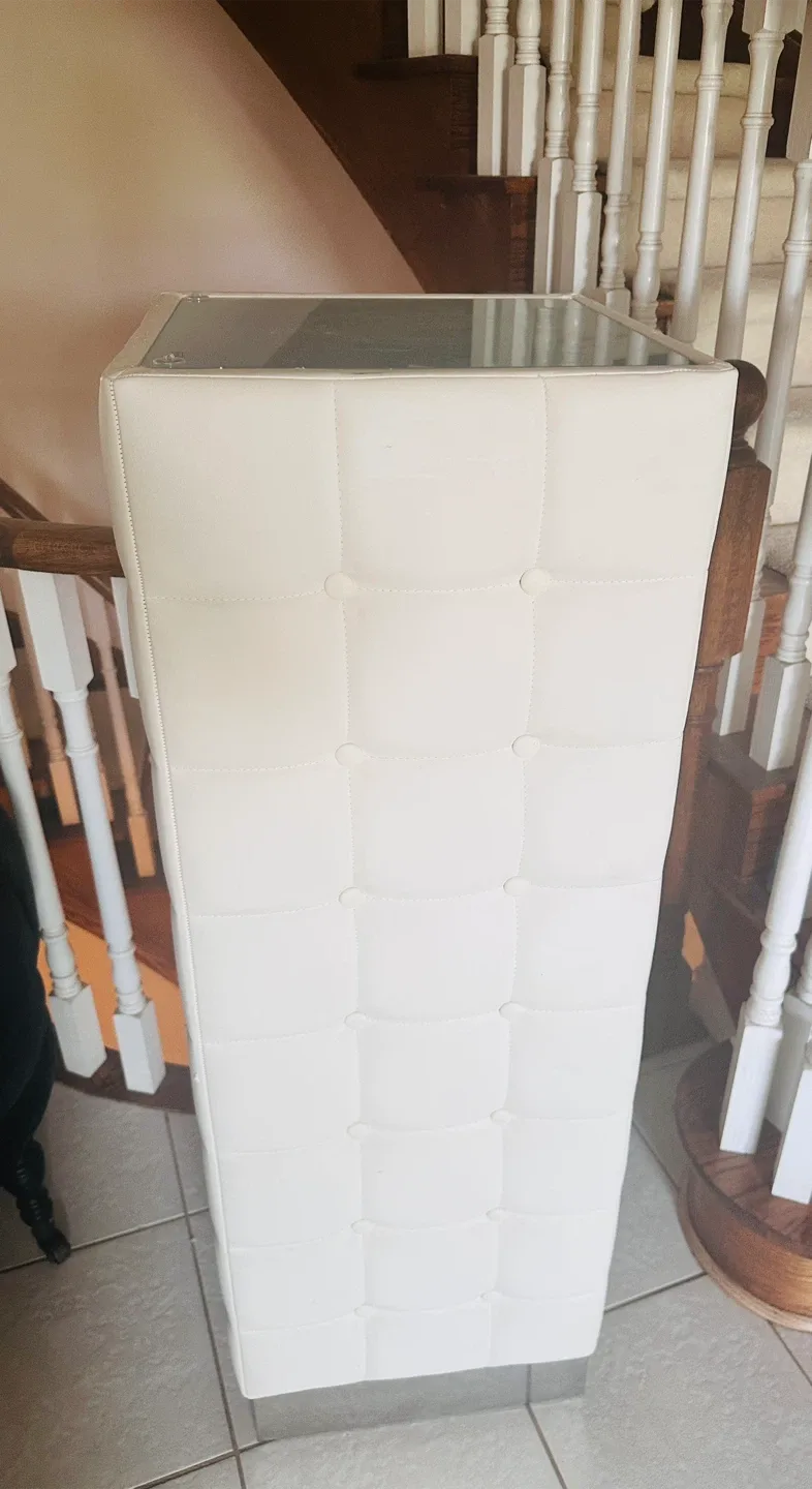 White Tufted Pedestal Stand image indicator(2)