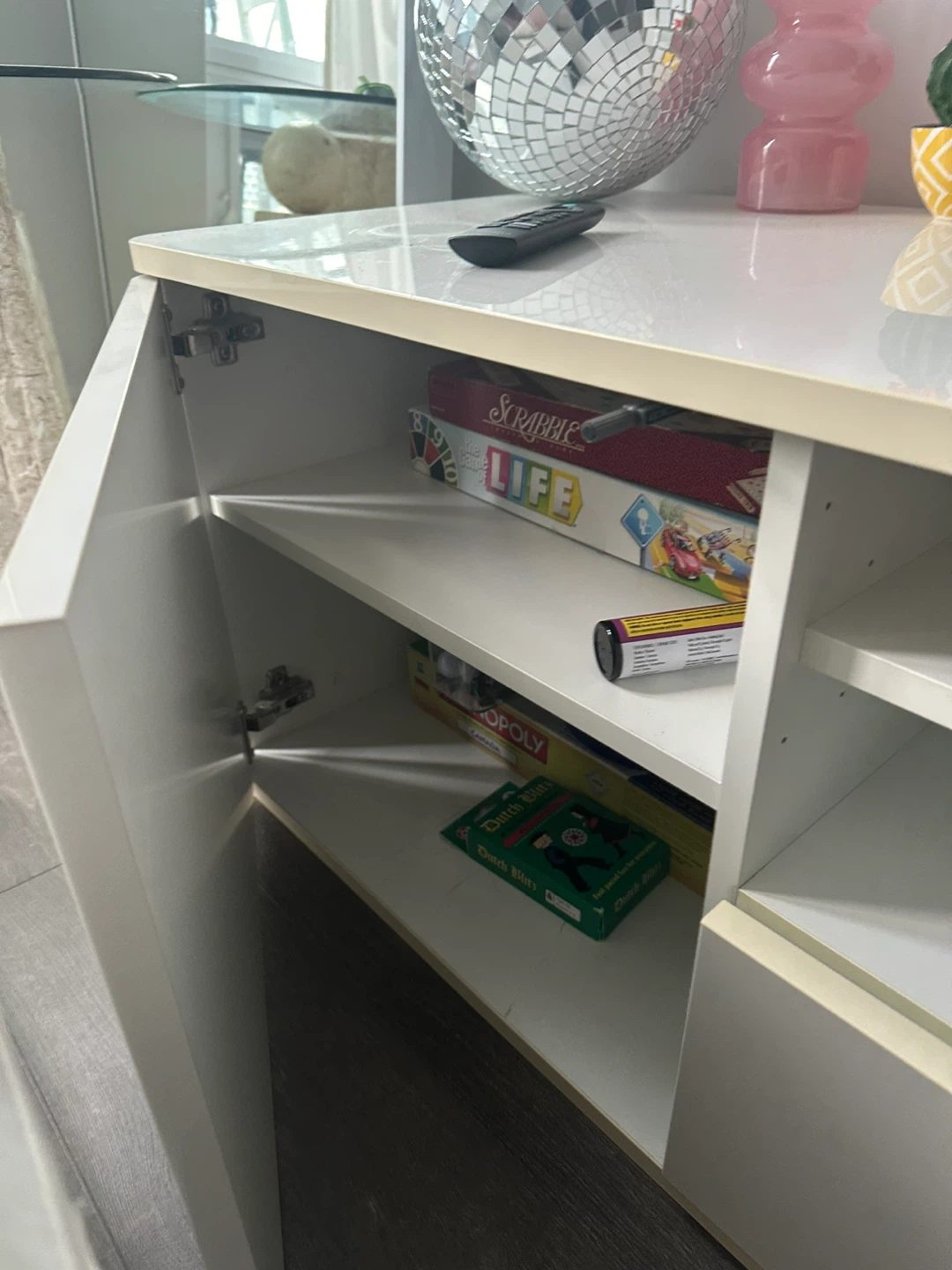 White TV Stand with Storage - photo 4