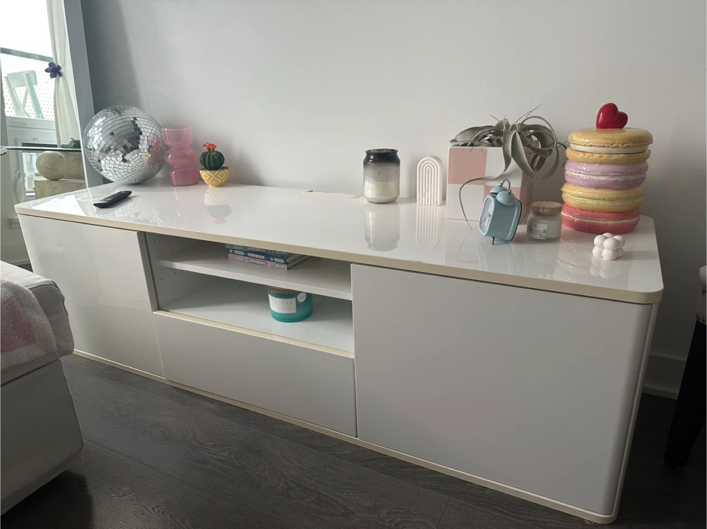 White TV Stand with Storage - photo 2