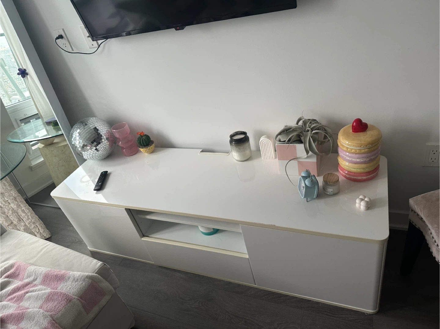 White TV Stand with Storage