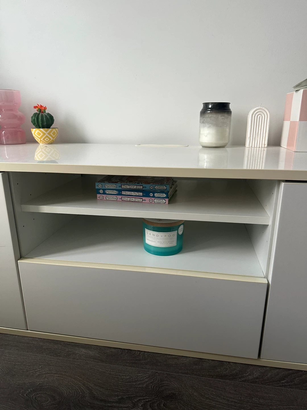 White TV Stand with Storage - photo 5