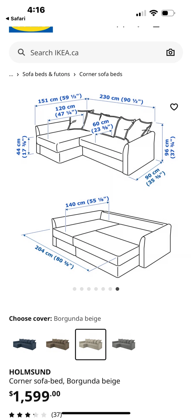 IKEA HOLMSUND Corner Sofa-bed - photo 4