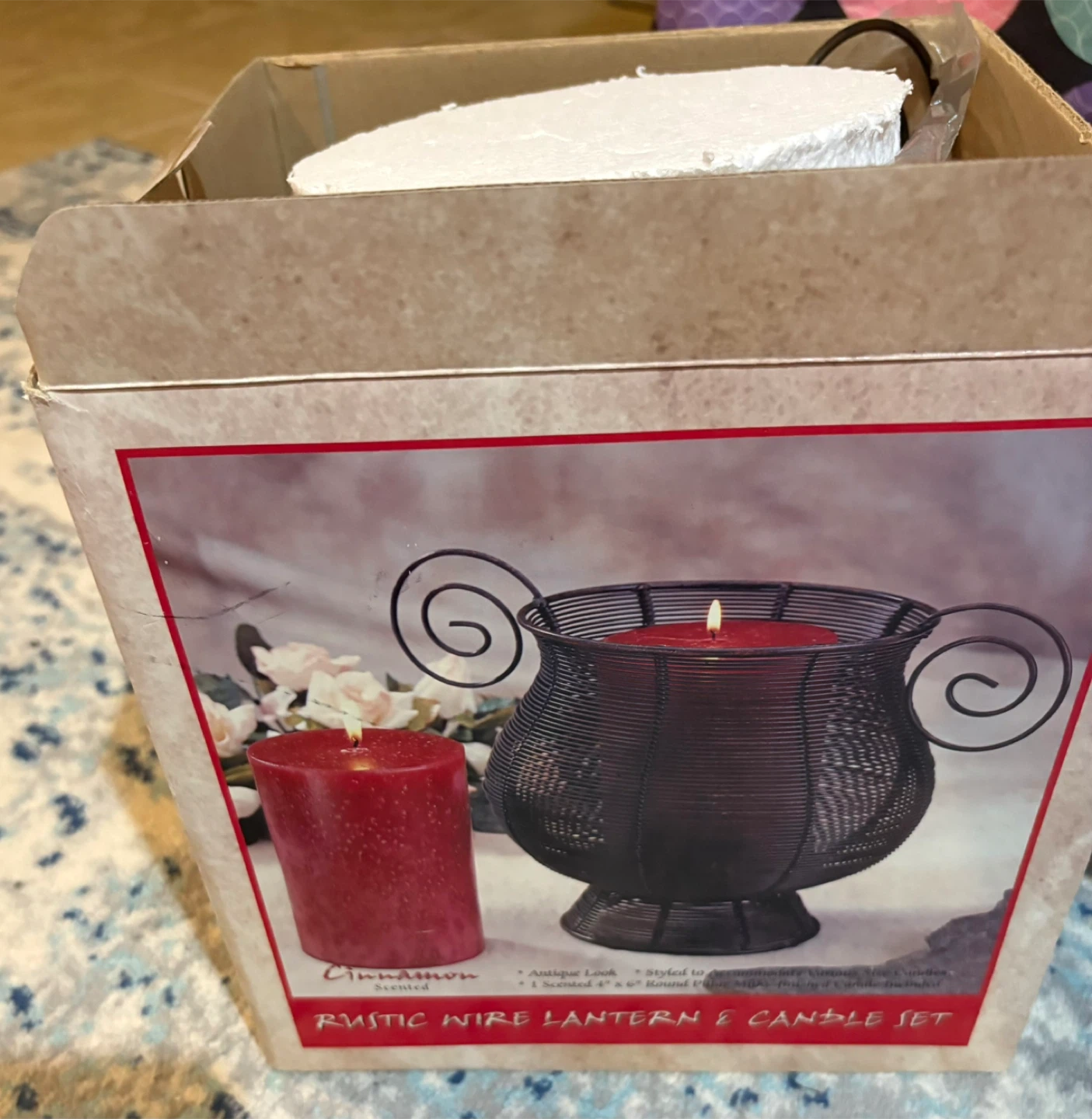 Large Rustic Wire Lantern & Candle Set. New in Box - photo 3