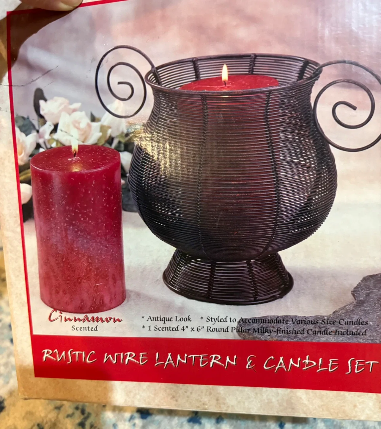 Rustic Wire Lantern & Candle Set image indicator(6)