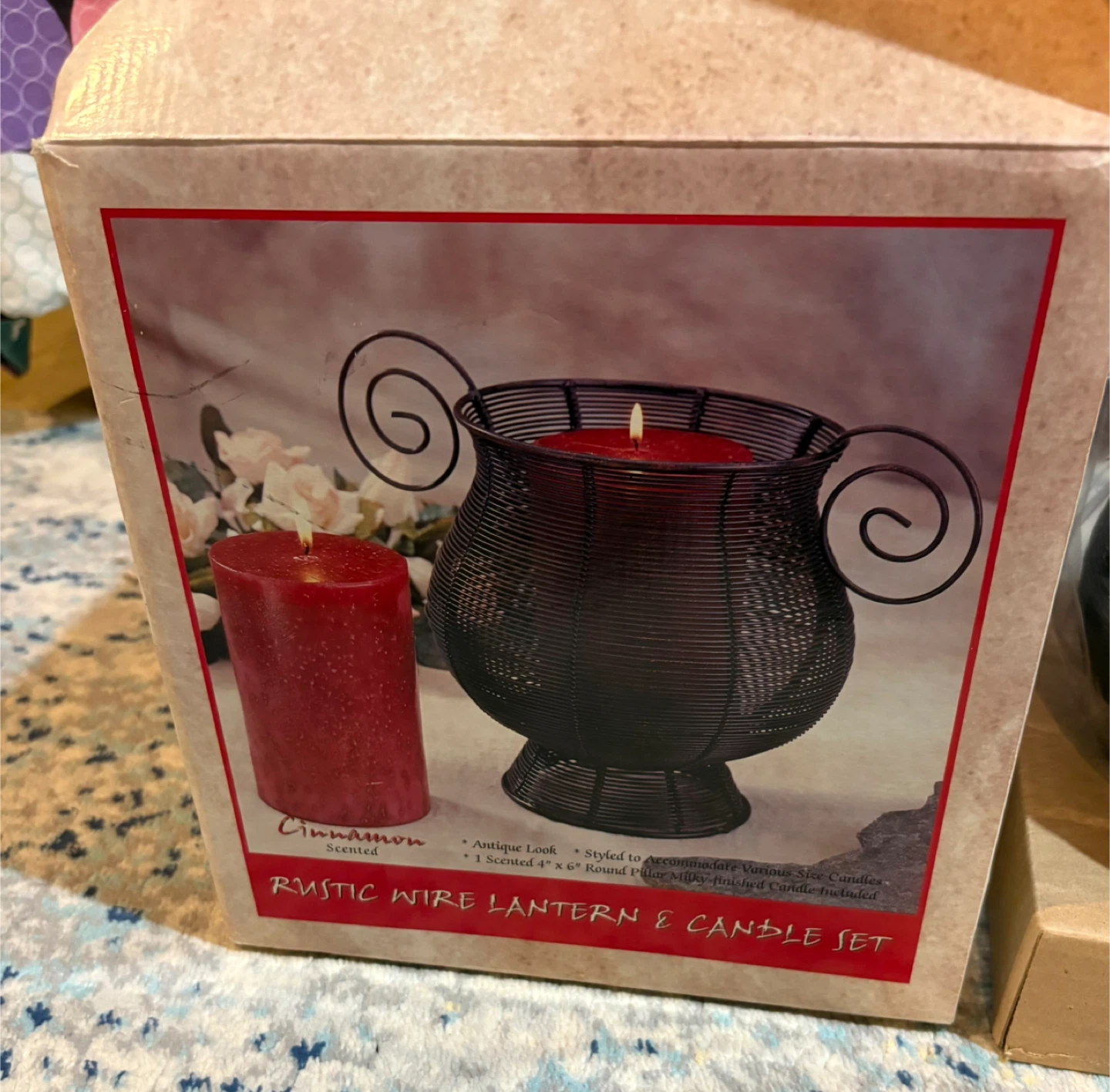 Large Rustic Wire Lantern & Candle Set. New in Box - photo 4
