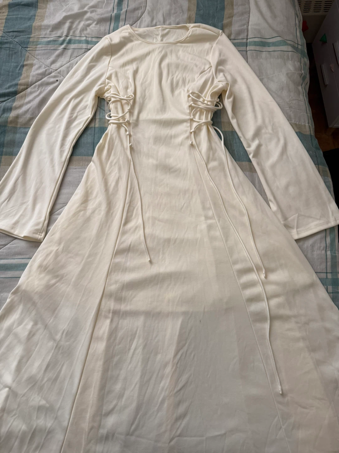 Cream Maxi Dress with Tie Detail - photo 3