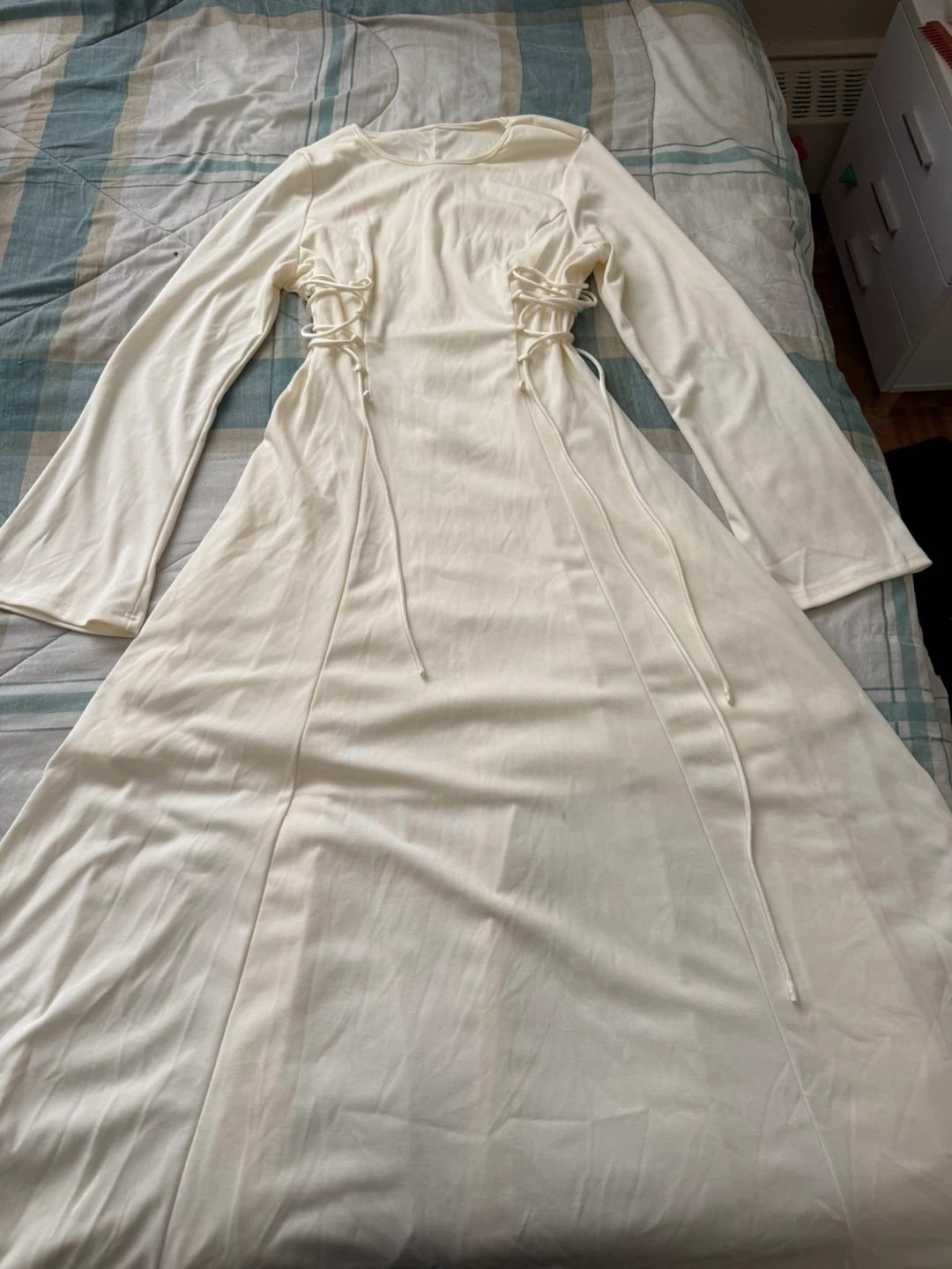 Cream Maxi Dress with Tie Detail - photo 4