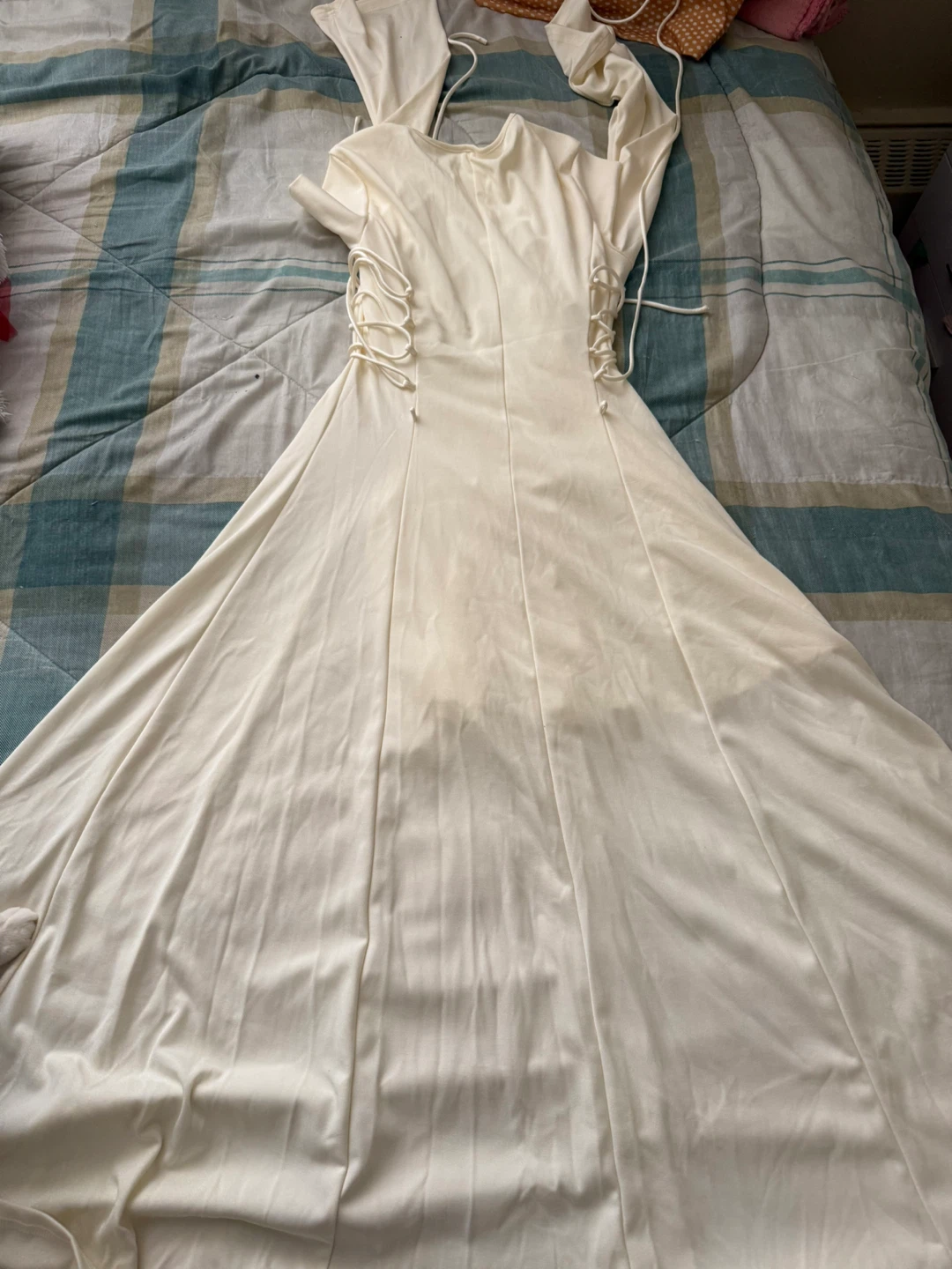 Cream Maxi Dress with Tie Detail - photo 2