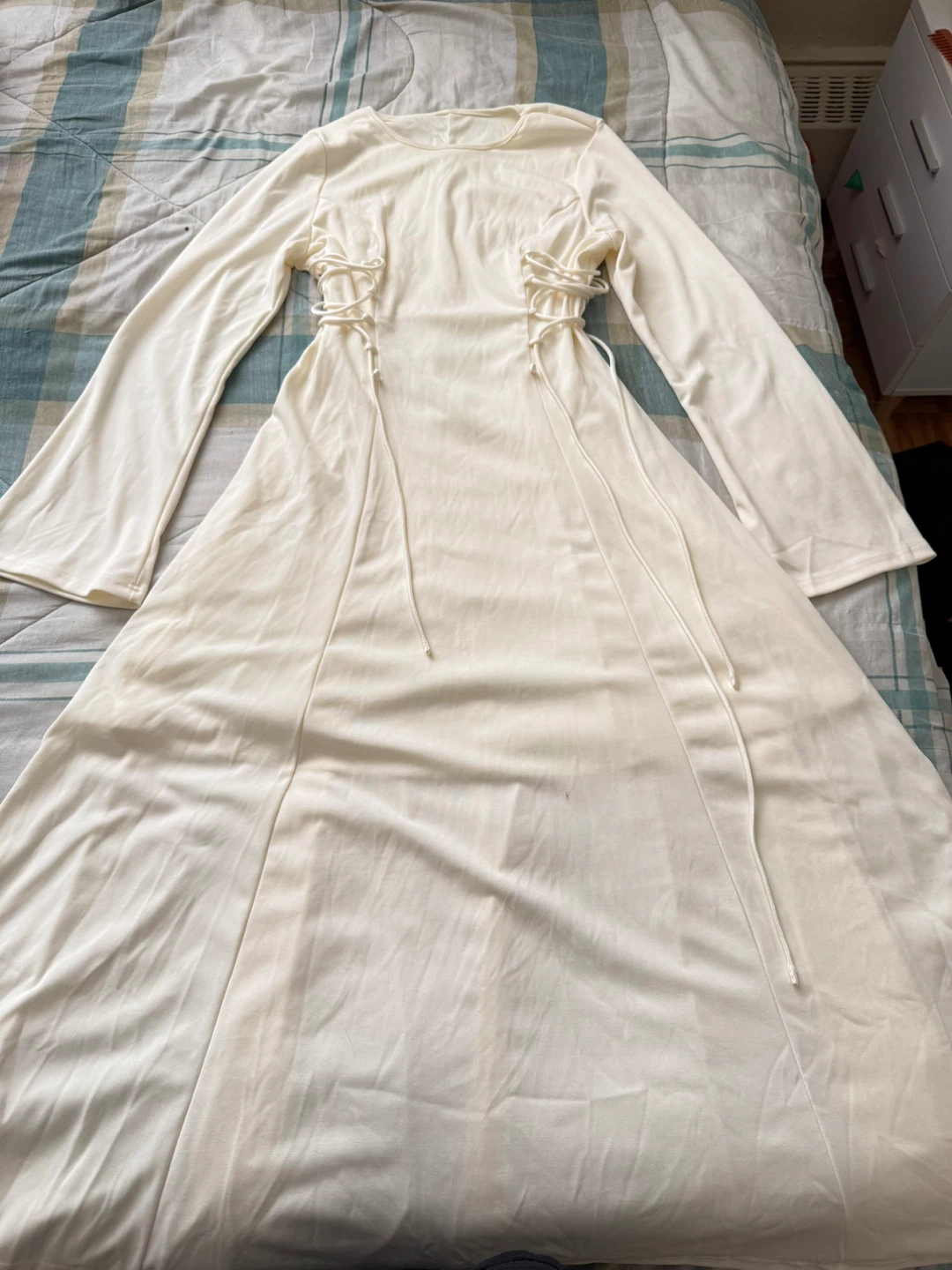 Cream Maxi Dress with Tie Detail