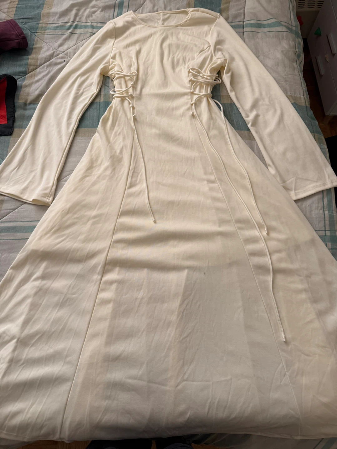 Cream Maxi Dress with Tie Detail - photo 5