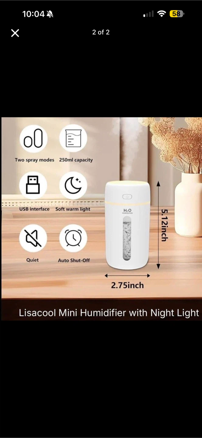 Lisacool Mini Humidifier with Night Light - photo 2