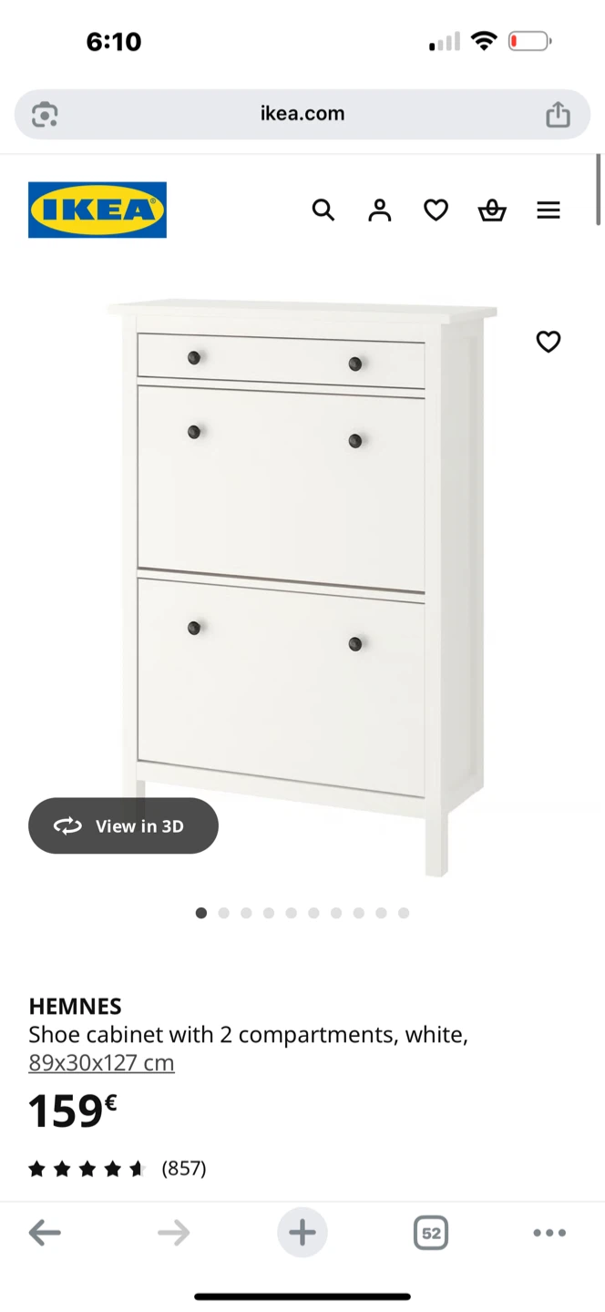 IKEA Hemnes White Shoe Cabinet