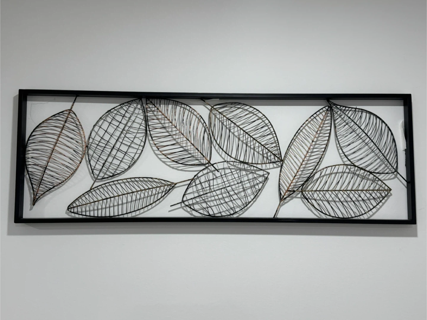 Metal Leaf Wall Art with Black Frame