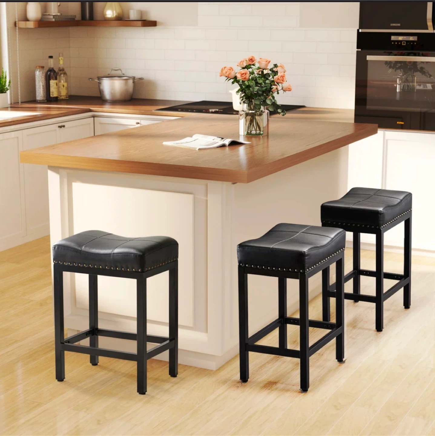 Counter Stool - Black PU Leather (set of 2) - photo 5