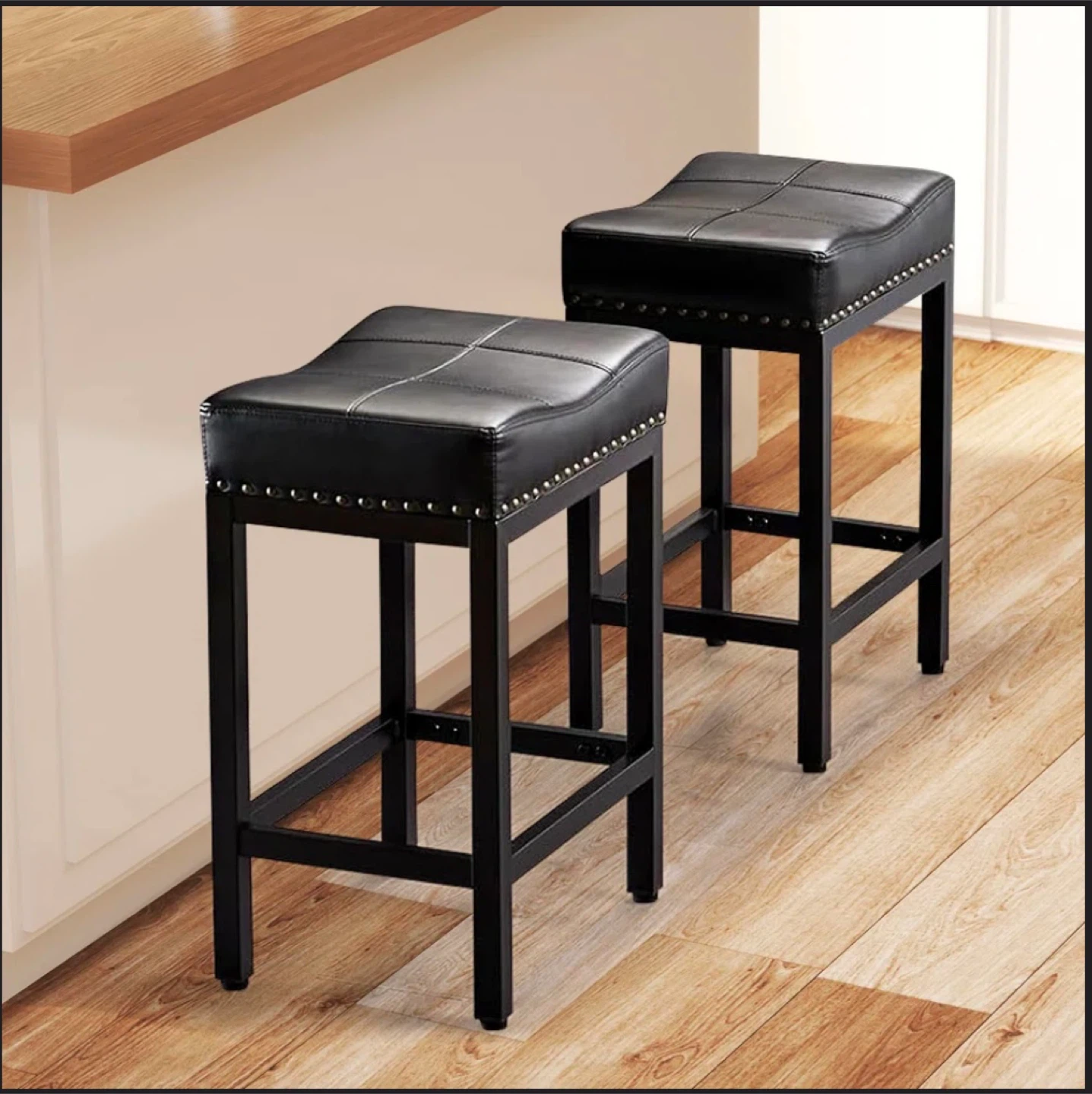Counter Stool - Black PU Leather (set of 2)
