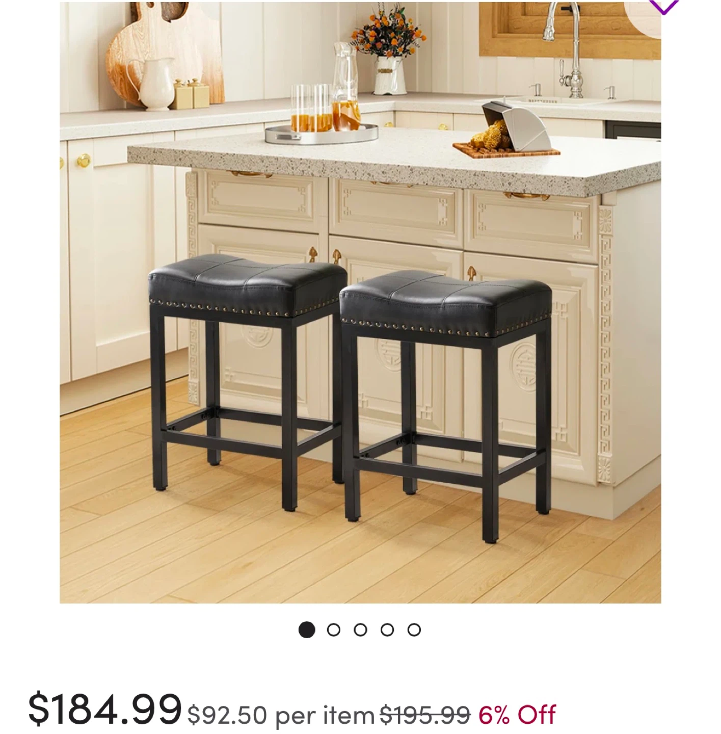 Counter Stool - Black PU Leather (set of 2) - photo 2