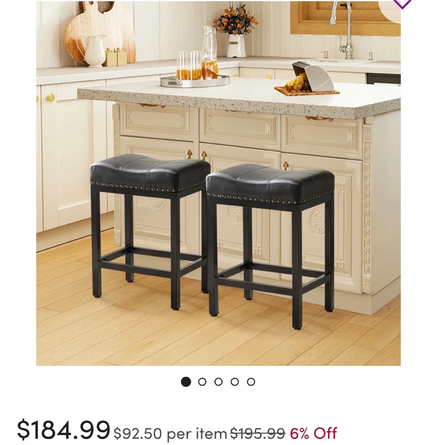 Counter Stool - Black PU Leather (set of 2) image indicator(2)