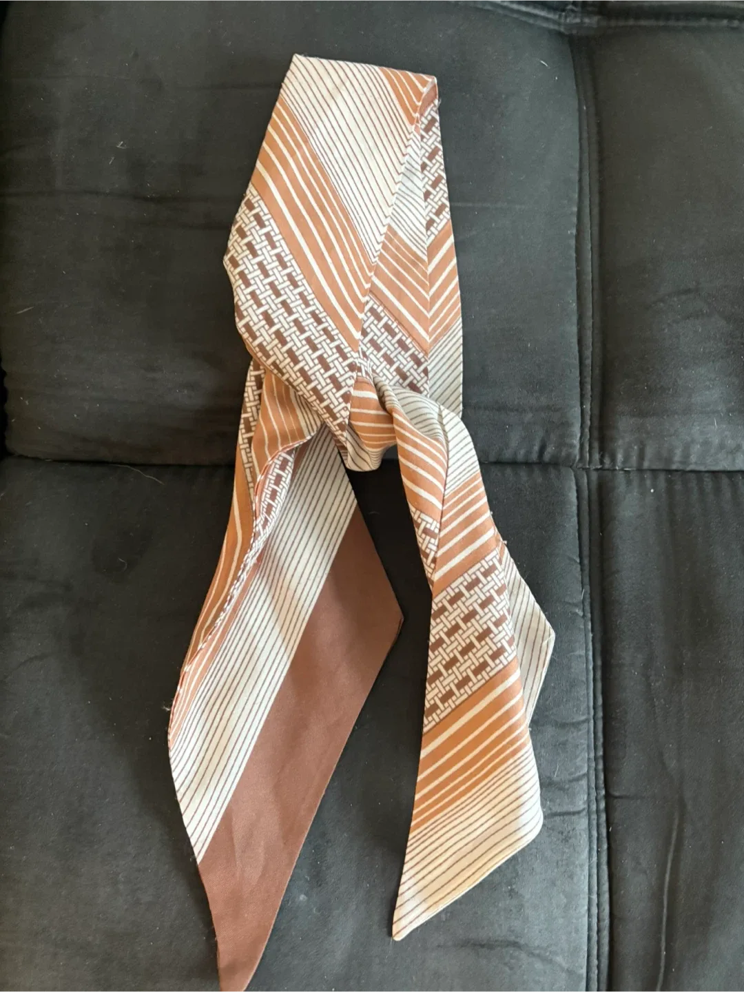 Striped Brown & White Scarf thumbnail