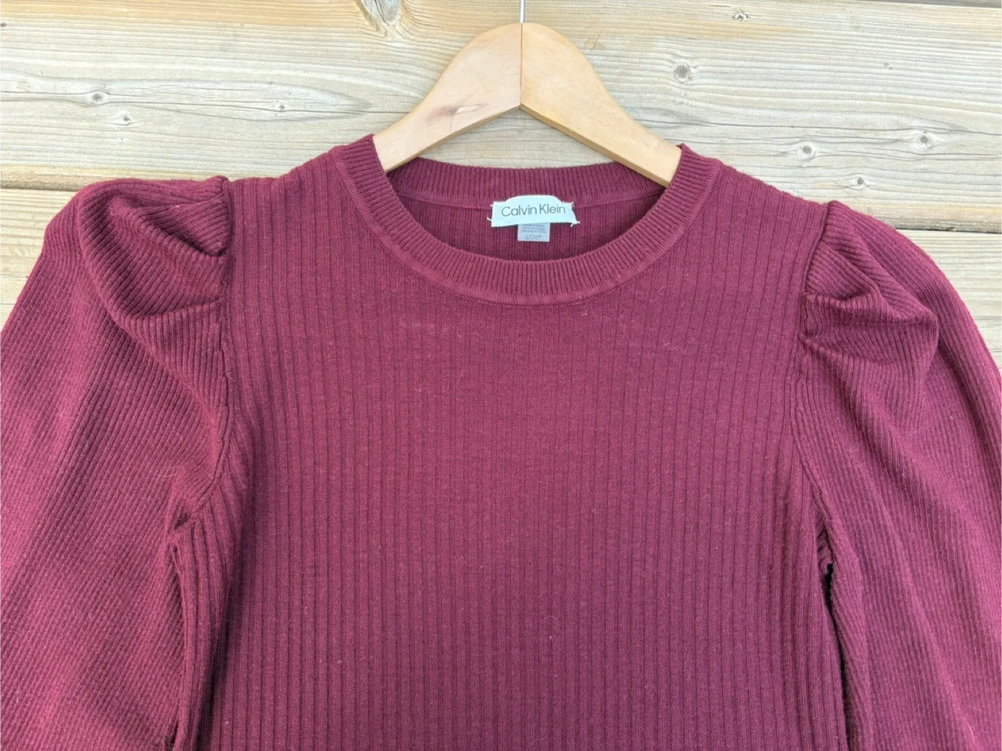 Calvin Klein Burgundy Rib-Knit Dress - Size S image indicator(4)
