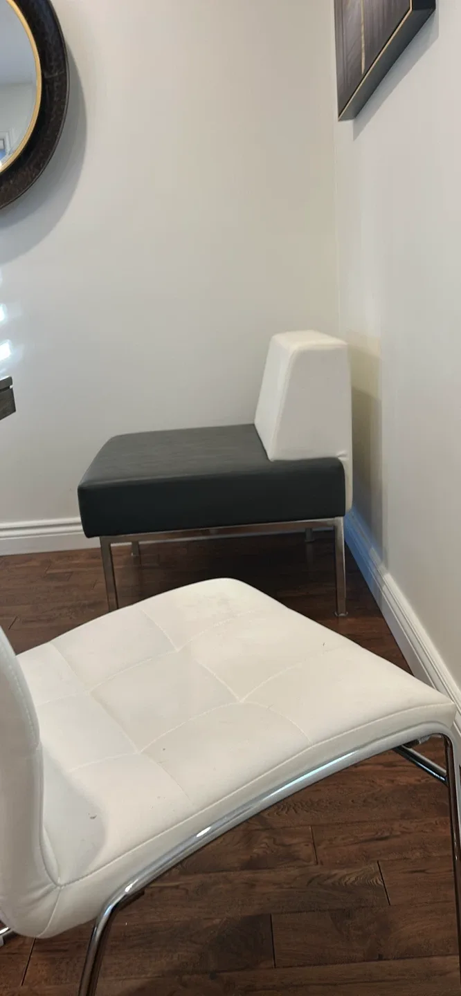 Modern Grey & White leather chairs thumbnail