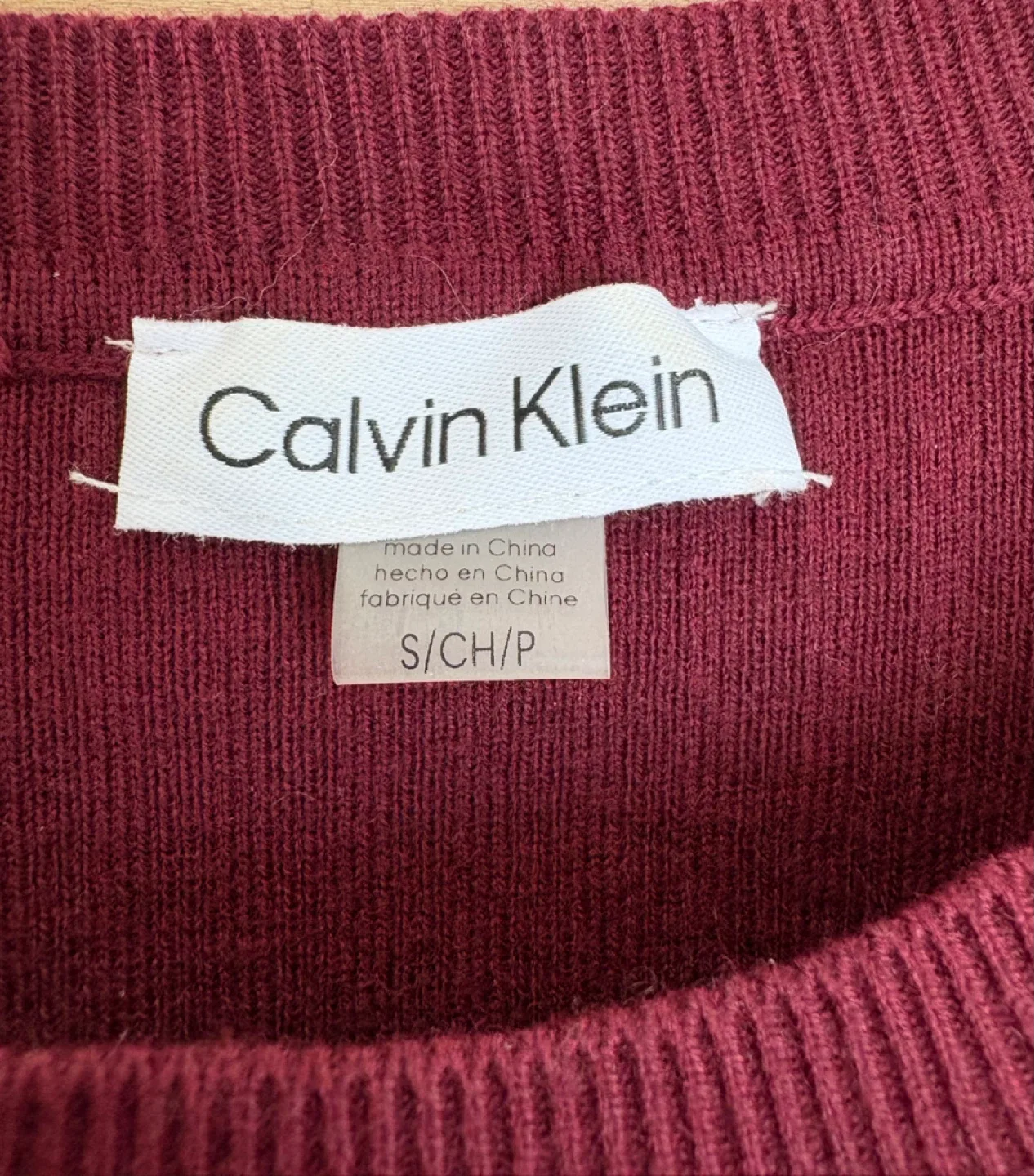 Calvin Klein Burgundy Rib-Knit Dress - Size S image indicator(3)