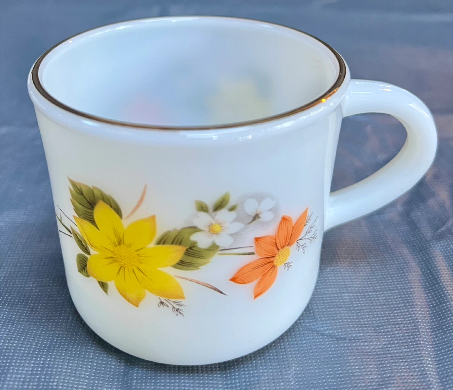 Vintage Milk Glass Floral Tea Cup & Saucer Set - photo 2