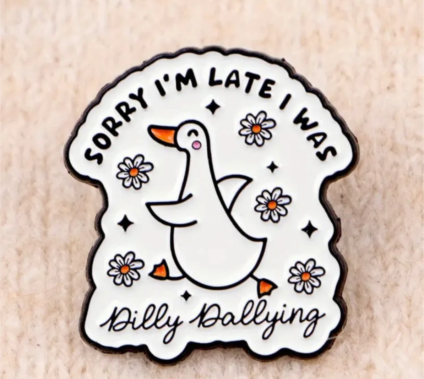 Duck Enamel Pin - "Sorry I'm Late" - photo 2