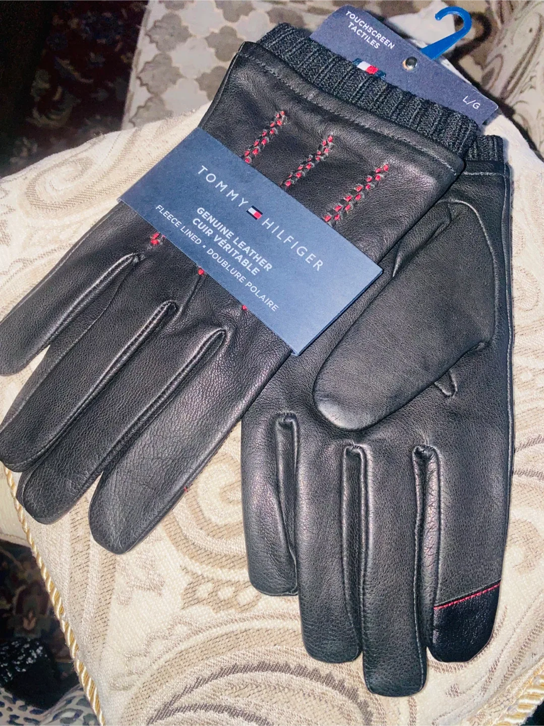 Tommy Hilfiger New Genuine Leather Fleece Lined Gloves - L/G image indicator(3)