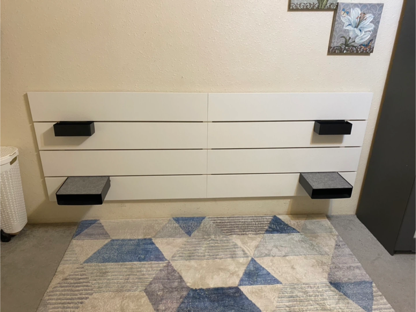 Nordli Headboard with Black Shelves like new