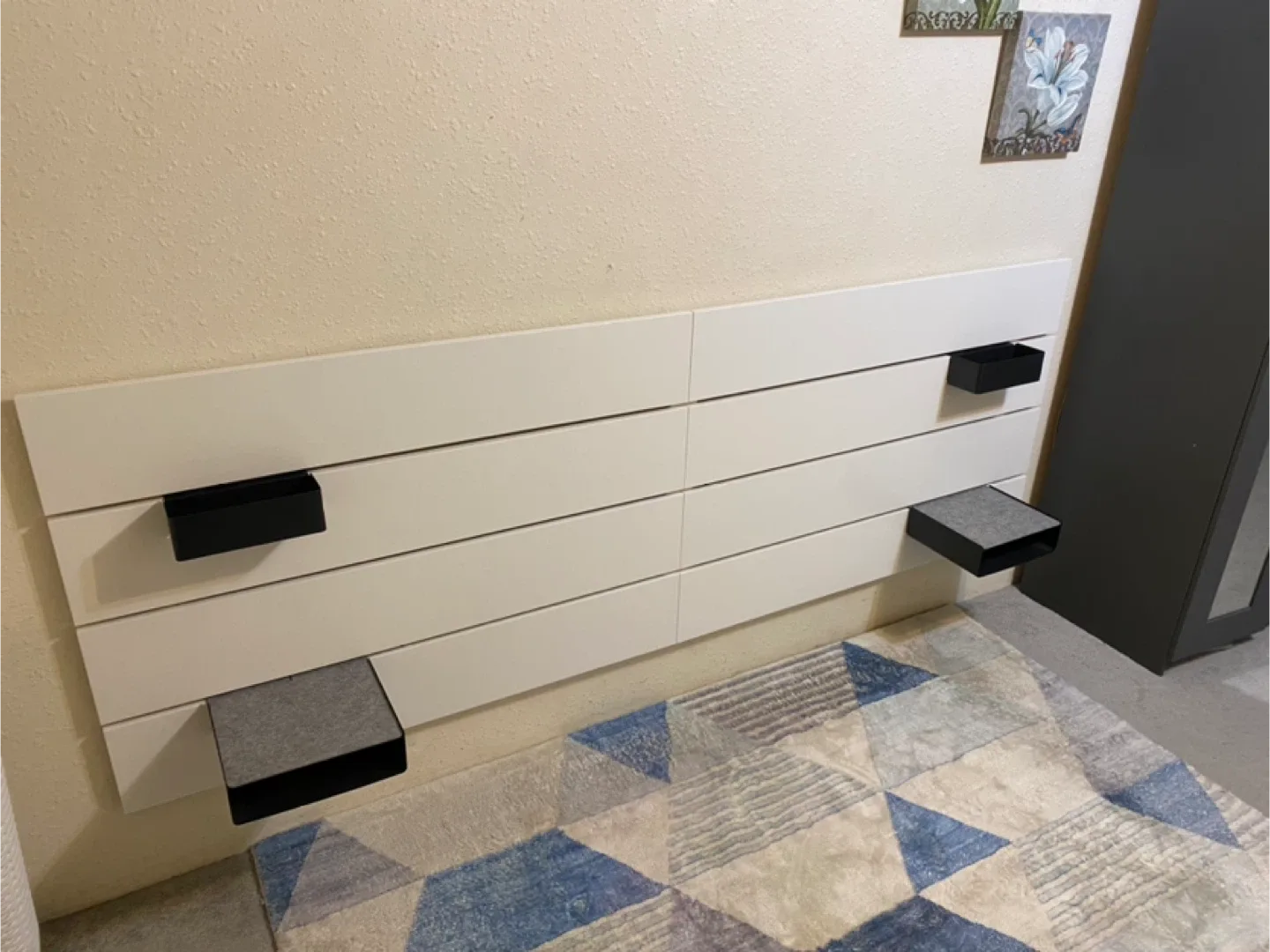 Nordli Headboard with Black Shelves like new image indicator(3)