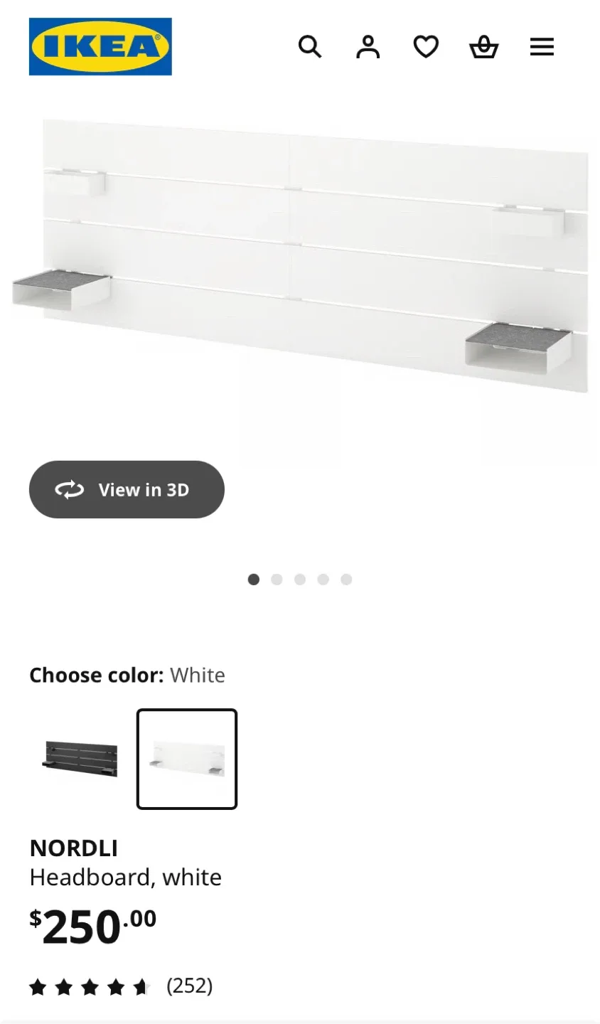 Nordli Headboard with Black Shelves like new image indicator(8)