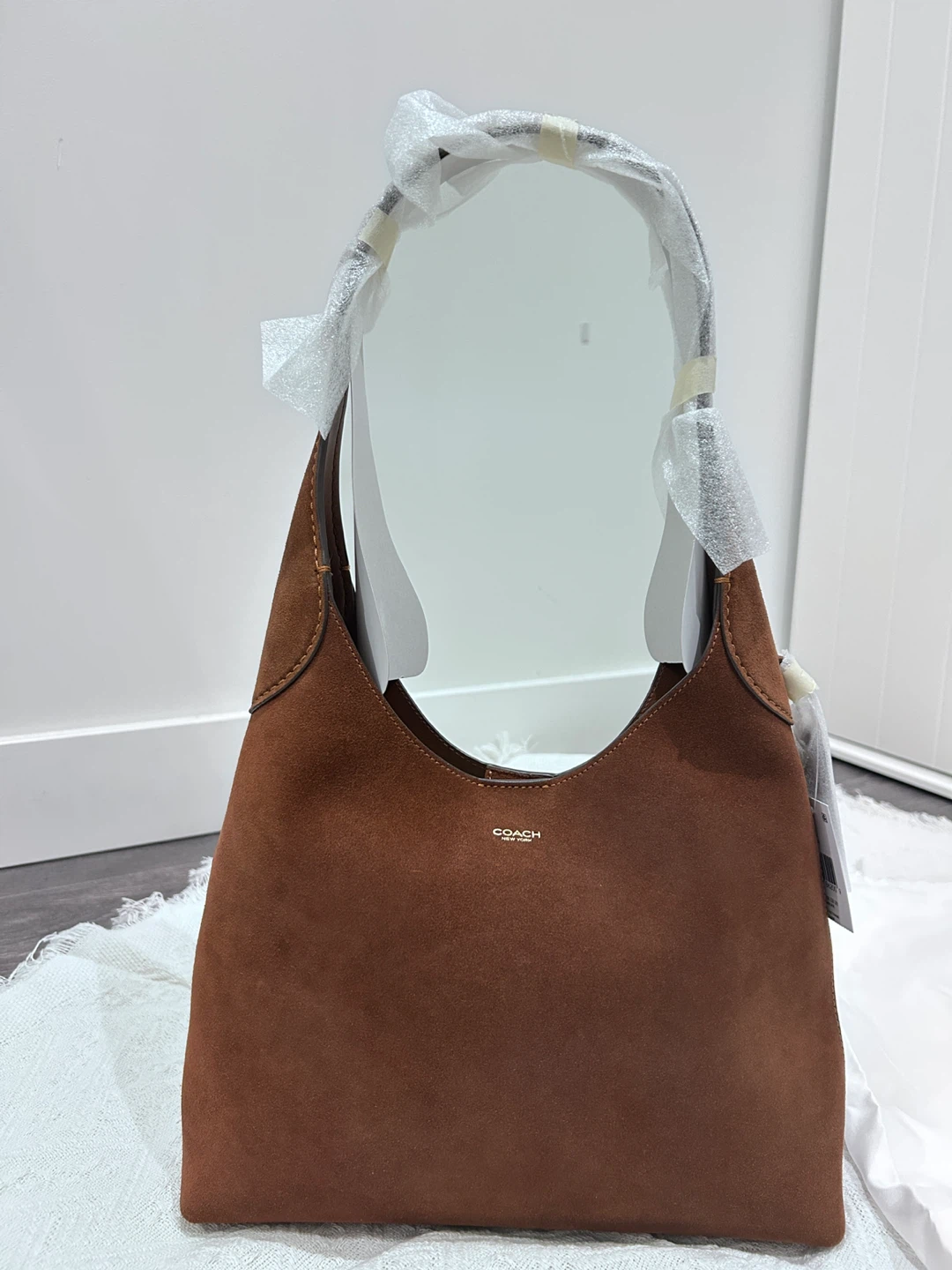 Coach Brown Suede Brooklyn shoulder Bag -New