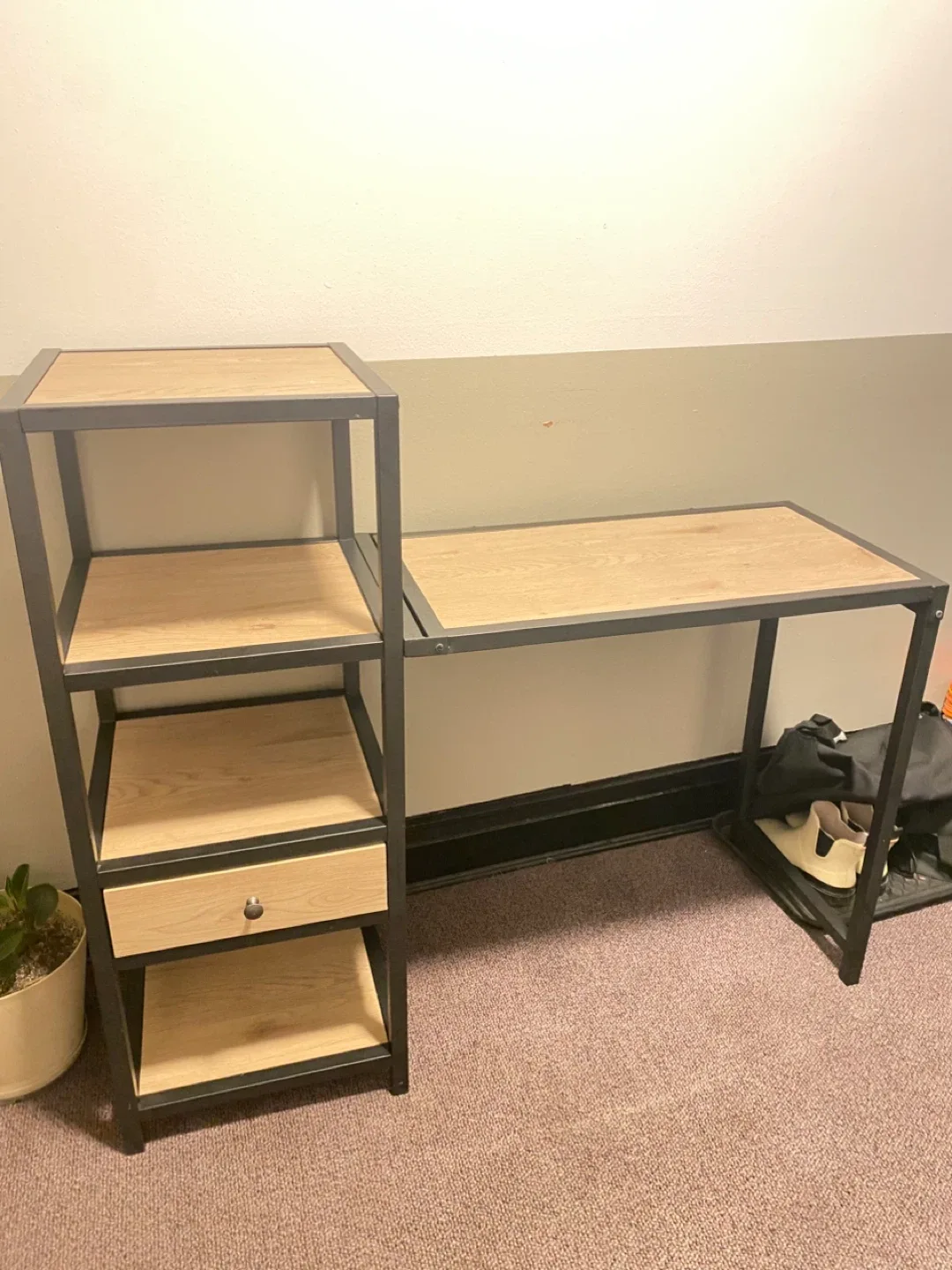 Wood Metal Shelf Drawer hide a Desk Collapsible image indicator(3)