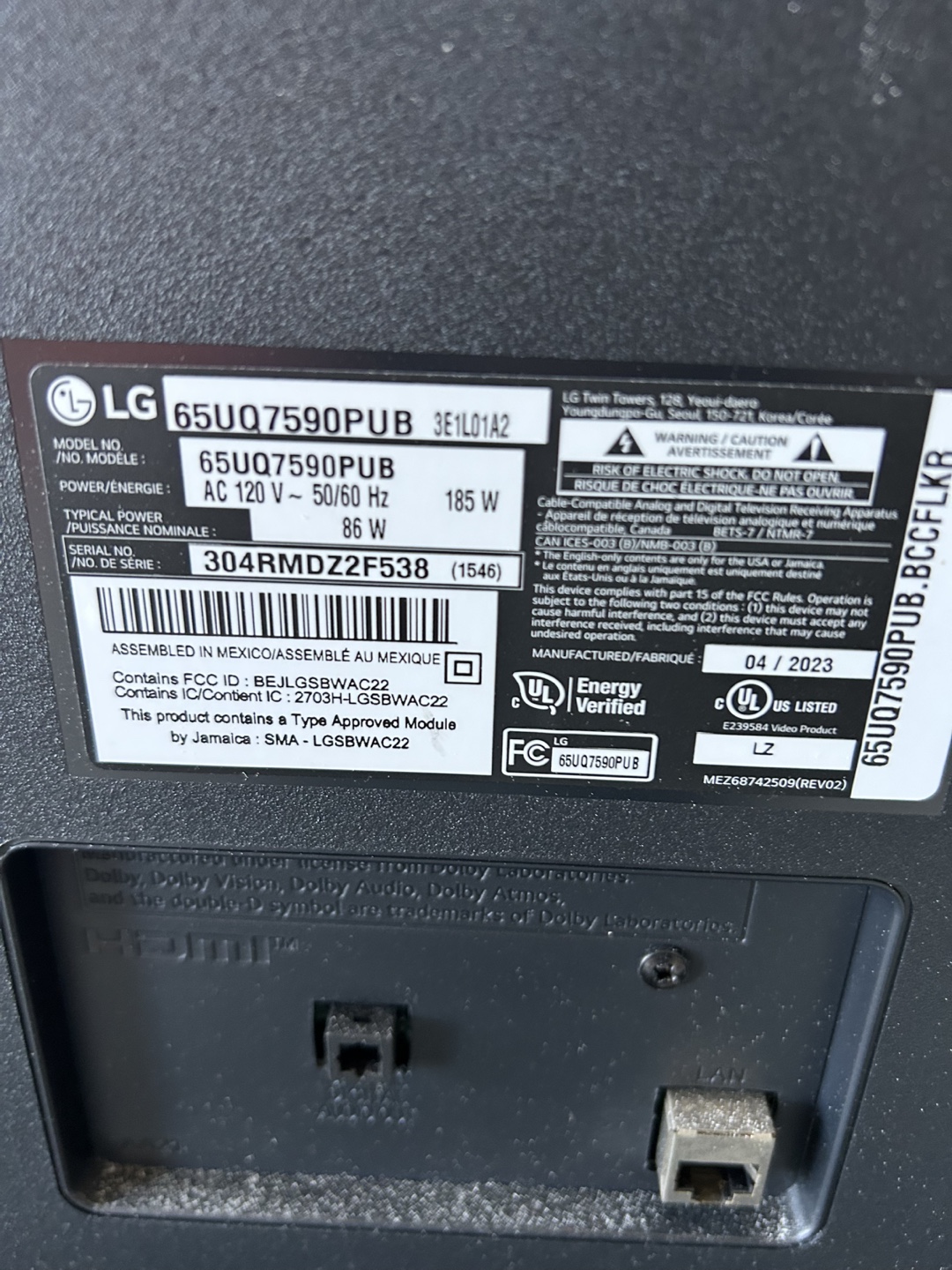 LG 65" 4K UHD Smart TV - Model 65UQ7590PUB - photo 3