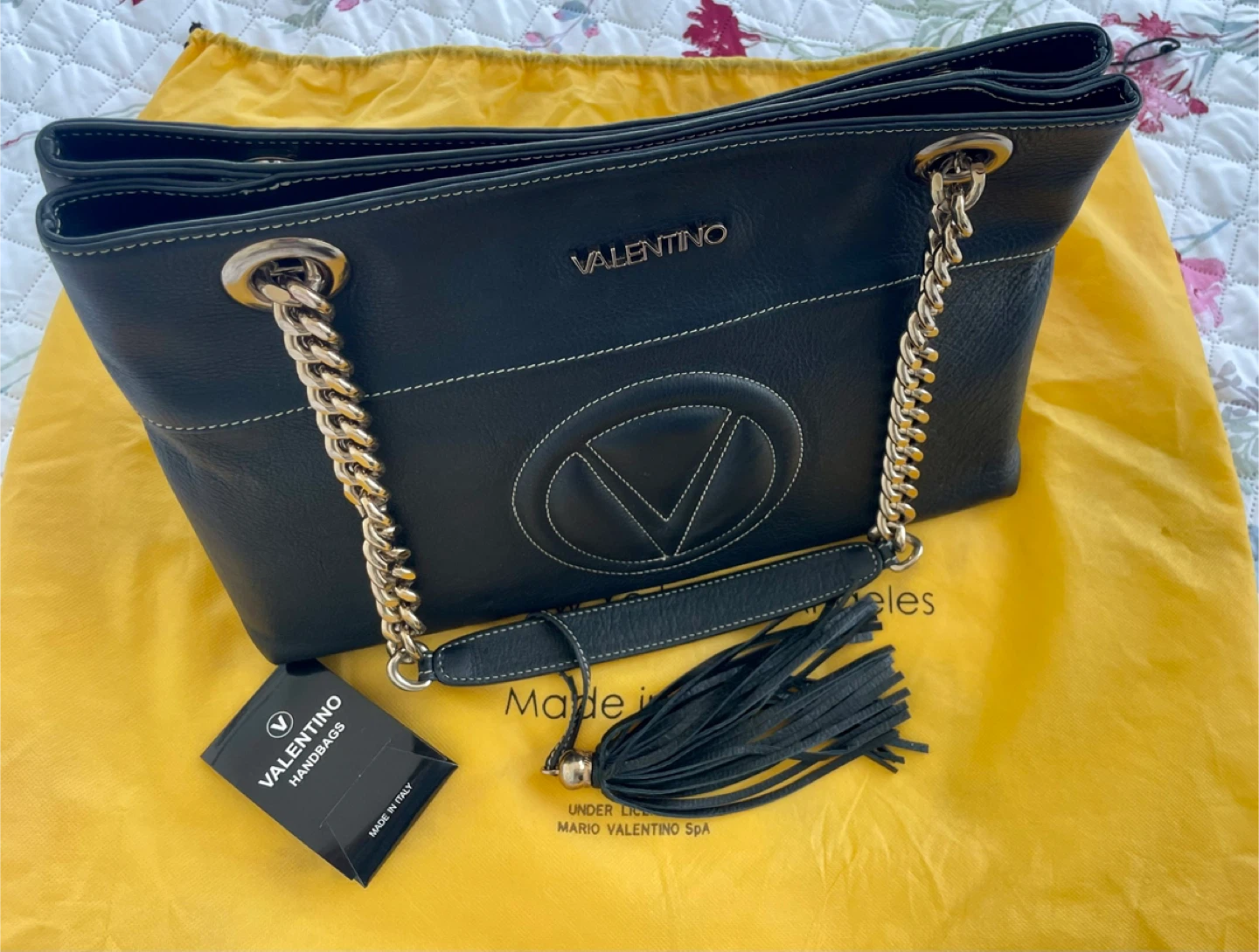 Valentino Black Leather Chain Shoulder Bag