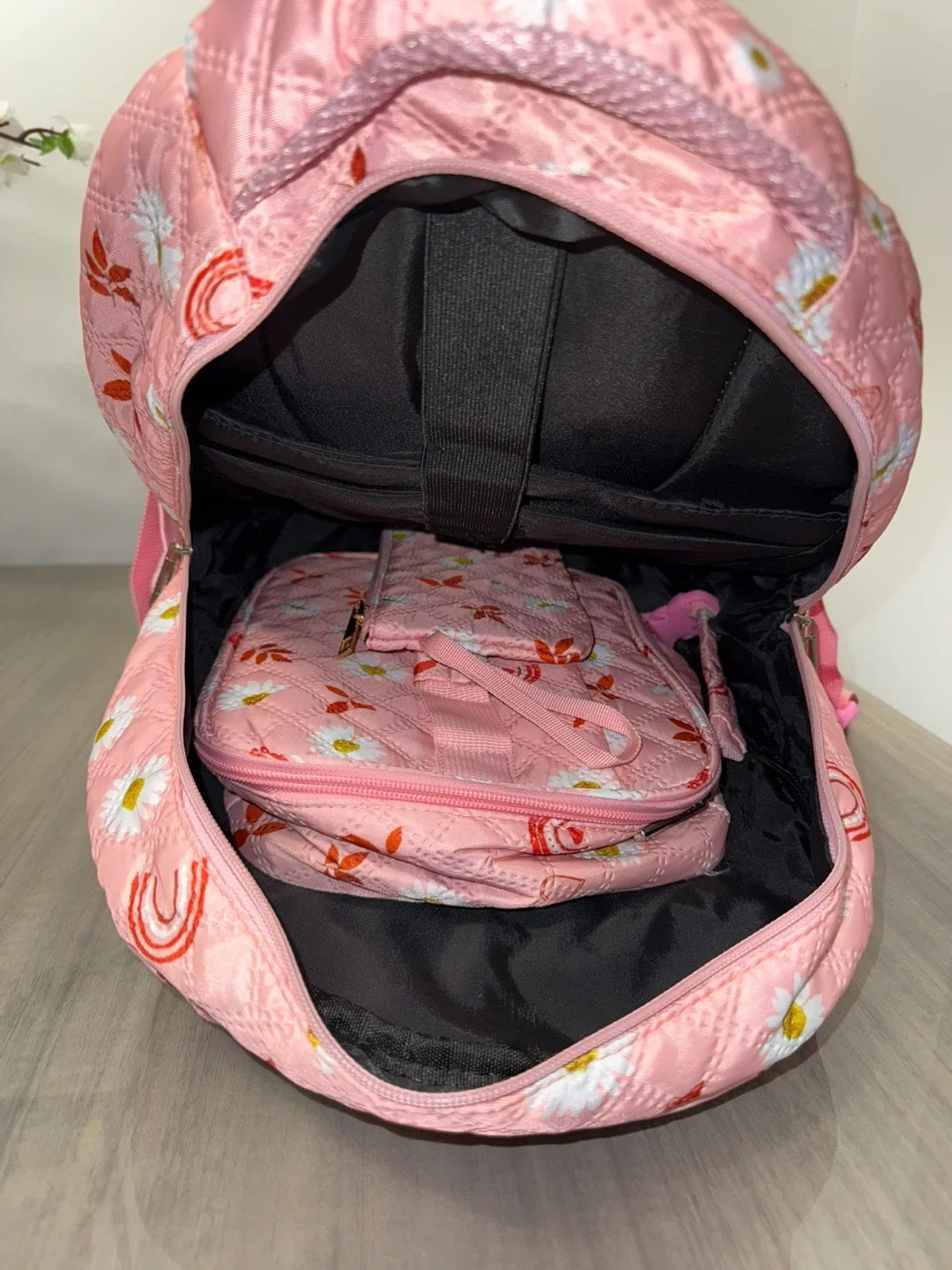 Girls Pink Floral Backpack, Lunch Bag & Pencil Case Set image indicator(5)