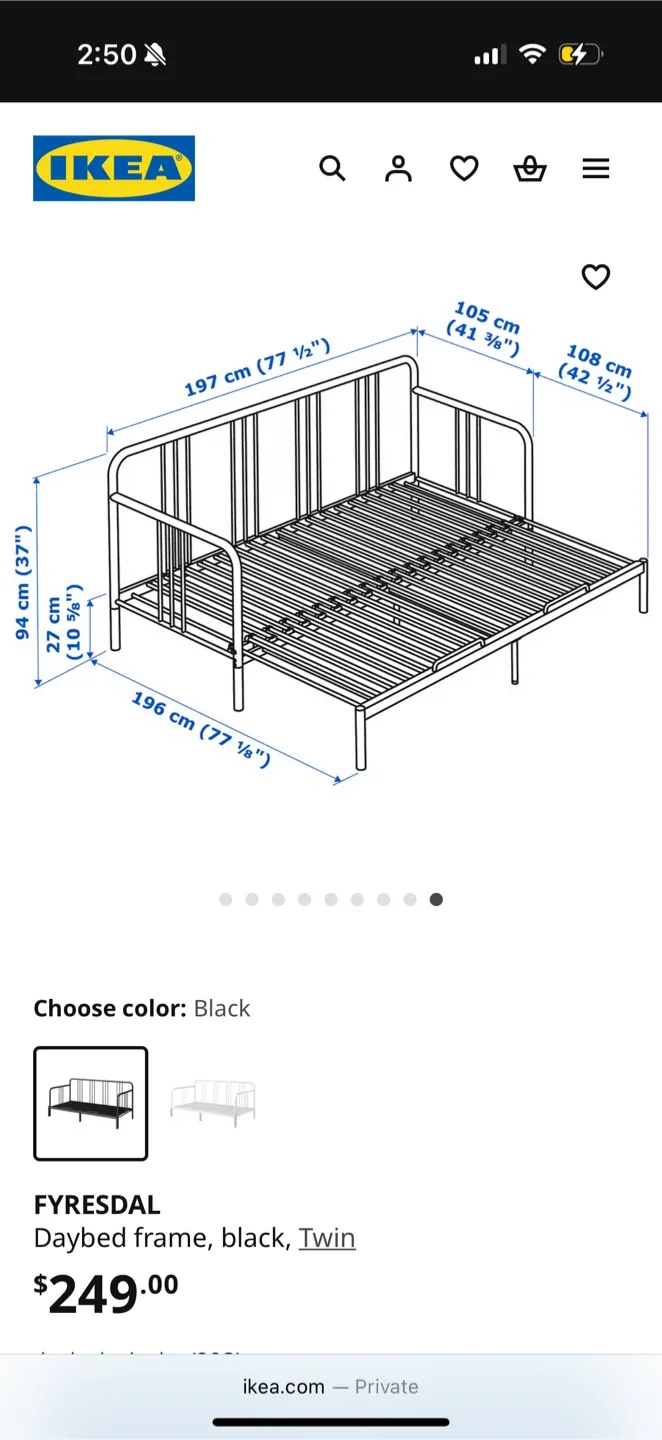 IKEA FYRESDAL Daybed Frame - Black, Twin image indicator(6)