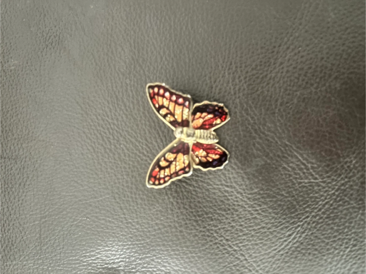 Butterfly Pin - Red & Gold Tones - photo 2