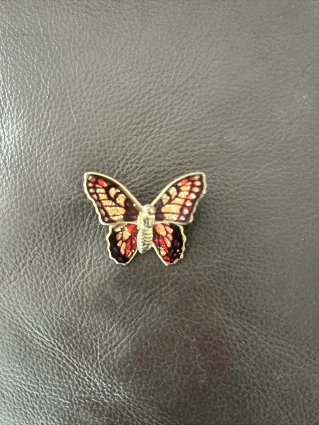 Butterfly Pin - Red & Gold Tones thumbnail