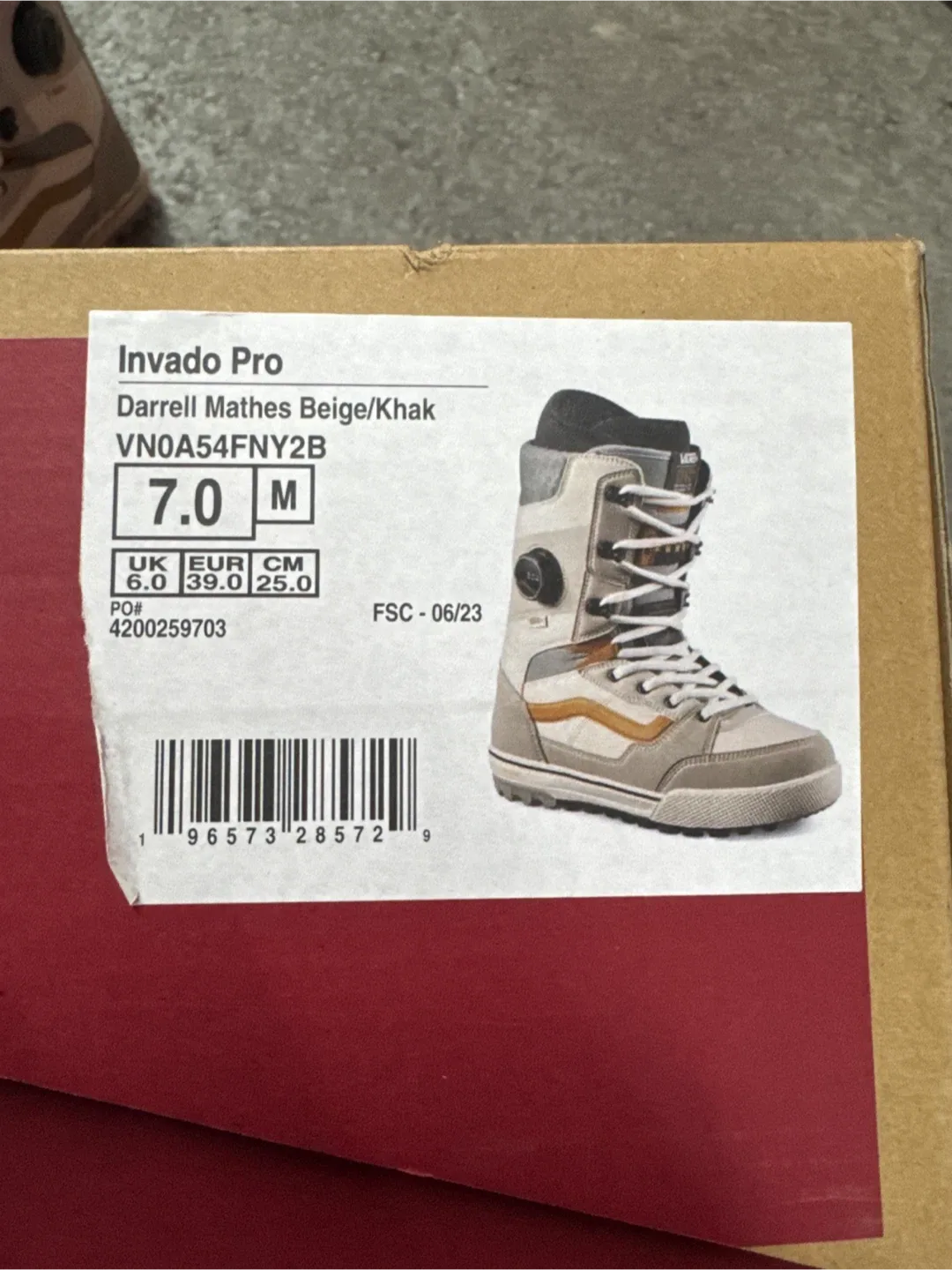 Vans Invado Pro Snowboard Boots - Beige/Khaki - Size 7 image indicator(2)